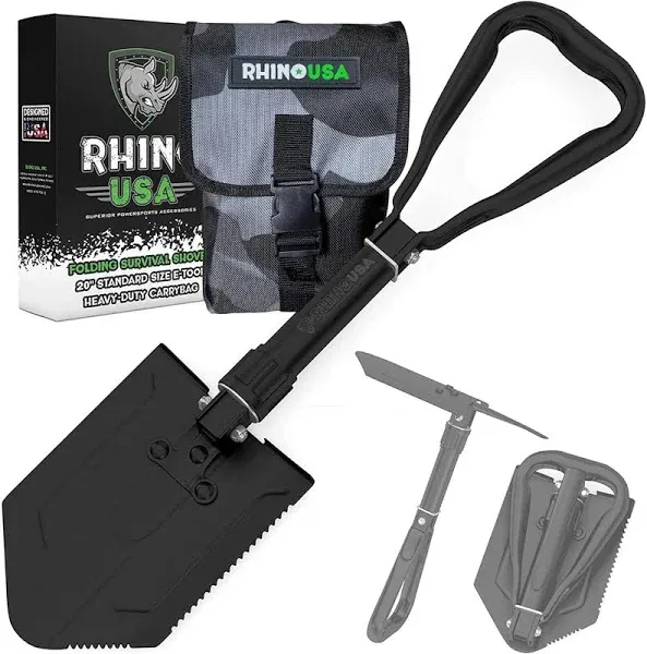 Rhino USA Folding Survival Shovel with Pick