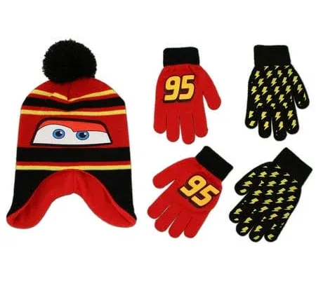 Disney Cars Lightning McQueen Winter Hat 2 Pair Mittens or Gloves