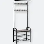 VASAGLE Industrial Coat Rack with Bench greige-black HSR40MB