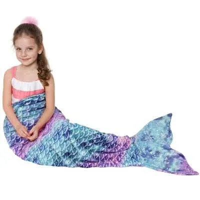 Catalonia Kids Mermaid Tail Blanket, Super Soft Plush Flannel Kids, Galaxy 