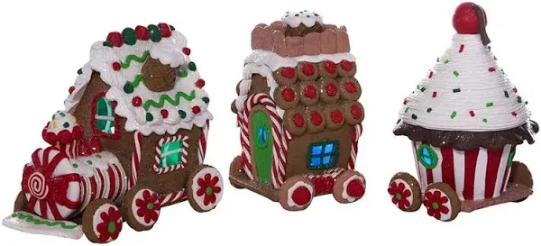 Kurt Adler 4.3-Inch Claydough 3D LED Gingerbread Train Set of 3-Pieces