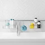 Zenna Home Bathroom Organizer Shower Caddy or Storage for Kitchen, Pantry, Closet, Kids Toys, more, with 2 Baskets and 3 Hooks, Adjustable Tension Rod