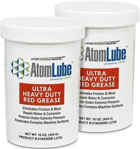 AtomLube Ultra Heavy Duty Red Grease, 2-Pack of 14 Oz. Tubes| Waterproof Lubricant &amp; High Temp Grease| Wheel Bearing Grease for Semi Truck Accessories