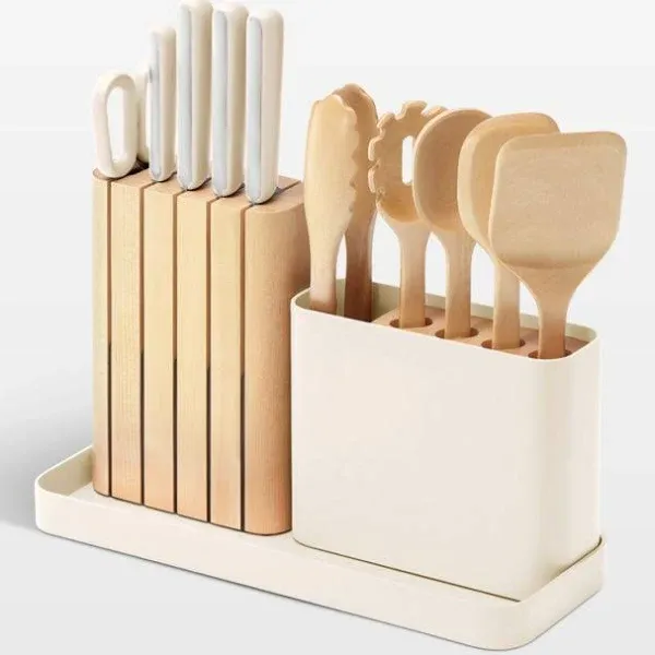 Caraway 14-Piece Kitchen Prep Set - Kitchen Knife Set &amp; Wooden Utensil Set - Mad