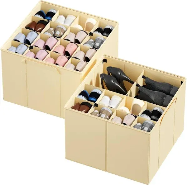 SpaceAid Foldable Shoe Organizer with Adjustable Dividers