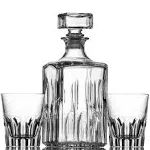 Godinger Whiskey Decanter and 2 Whiskey Glasses Bar Set, Italian Made Decanter for Liquor Scotch Bourbon Vodka Clear