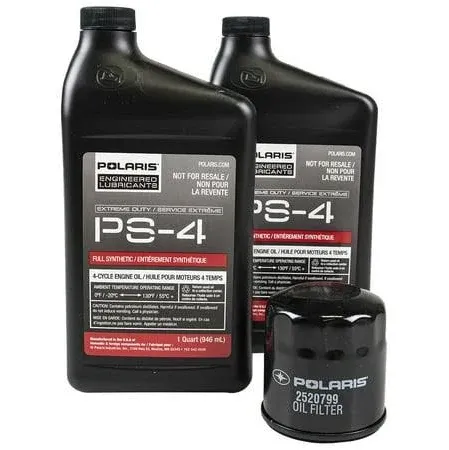 Polaris Oil Change Kit for Specific RANGER, Sportsman, Scrambler, ACE 500 Models With 4 Stroke Engine, Includes 2 Quarts PS-4 EXTREME 0W-50 Full Synthetic Oil, 1 Oil Filter, 1 Washer - 2890055