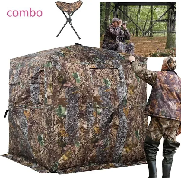 Hunting Blind 270/360 Degree See Through Ground Blind for Deer Hunting, 2-3 Person Pop-up Hunting Deer Blind, Turkey Blind, Portable Hunting Blind for Deer Hunting Turkey Hunting...