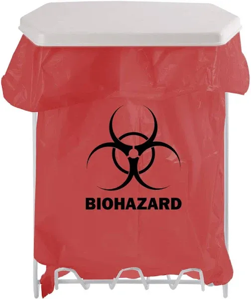 Biohazard Bag Holder 6.25 X 9.50 X 12.88 Inch, 1 gal., White, Wire Coated, Wall Mount