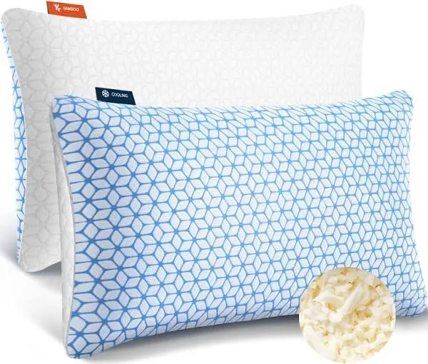 Love Attitude Pillows Queen Size Set of 2, Queen Pillows 2 Pack for Bed Shredded Memory Foam Pillows Adjustable, Cooling Pillow Soft and Supportive