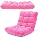 Adjustable 14-Position Cushioned Floor Chair-Pink | Costway