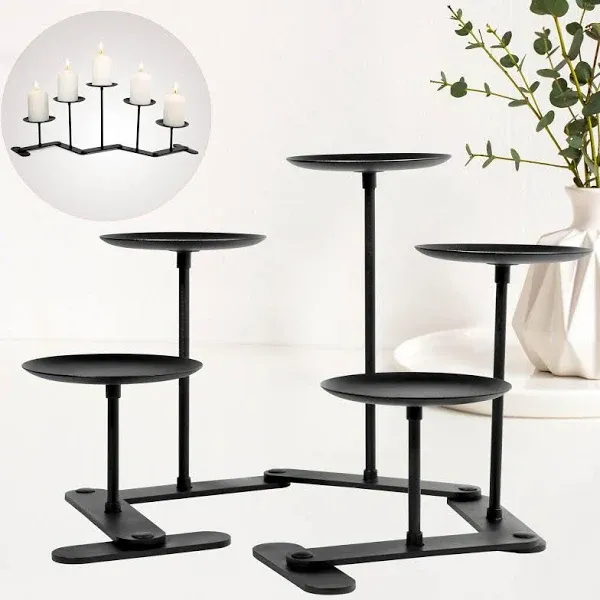 Adjustable Candelabra Candle Holder: Black Iron Candelabra Fireplace Candle H...