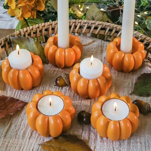 Kate Aspen Pumpkin 2 in 1 Tealight/Candlestick Holder (Set of 6)