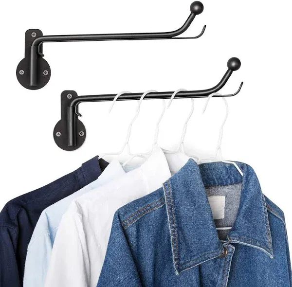 Wall Mounted Clothes Hanger with Swing Arm Holder Valet Hook Metal Hanging Rack