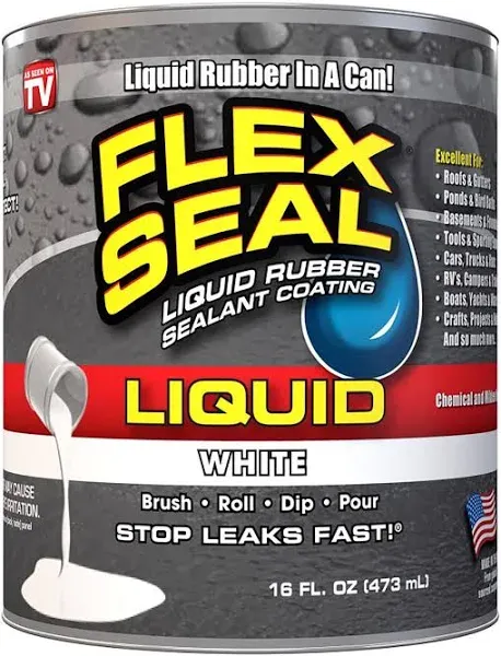 Flex Seal Liquid Rubber, White - 16 fl oz can