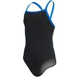 Speedo Girl's Swimsuit One Piece Endurance+ Flyback Solid Youth Team Colors,Black/Blue,26