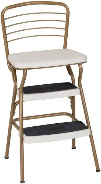 Cosco Retro Step Stool with 225 lbs. Load Capacity 2-Step Flip-Up Seat Gold