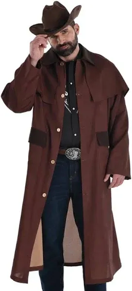 Brown Modern Western Duster Coat for Plus Size Adults