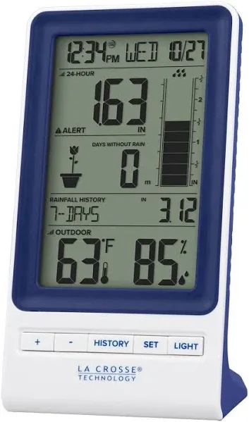  724-1415BL-INT Wireless Rain Station with Temperature and Humidity, Blue 