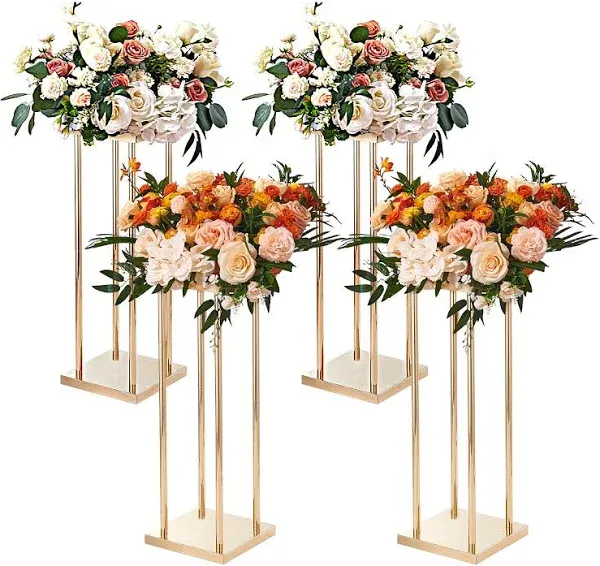 4 PCS Gold Metal Column Wedding Flower Stand 23.6 in.