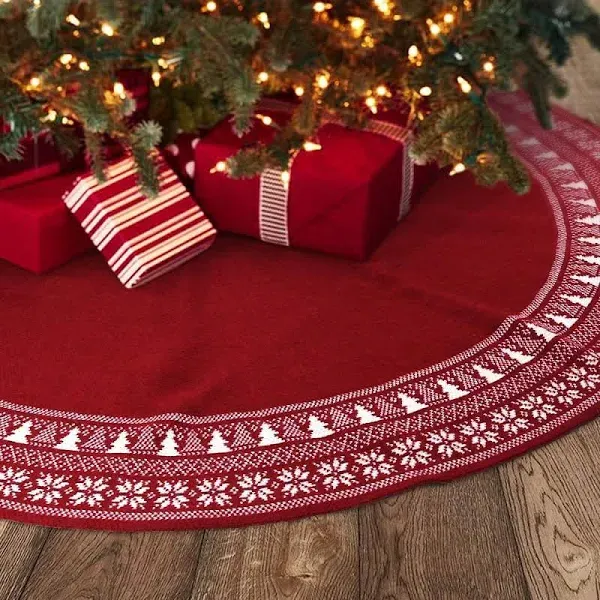 Christmas Tree Skirt, Christmas Decorations,Kn<wbr/>itting Wool Retro Small Snowfla...