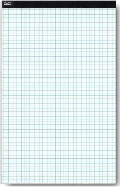 Better Office Products Graph Paper Pad, 17" x 11", 25 Sheets, Blue Line Border, Blueprint Paper, Double Sided, White, 4x4 Blue Quad Rule, Easy Tear Sheets, Grid Paper, Graph Paper