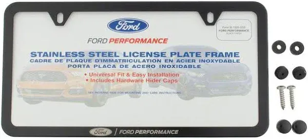 Mustang F-150 Ford Performance Black Stainless Steel License Plate Frame