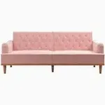 Mr. Kate Stella Vintage Convertible Sofa Bed Futon Pink Velvet