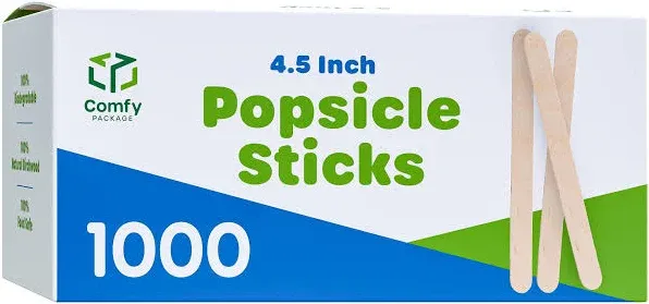 [1000 Count] 4.5 Inch Wooden Multi-Purpose Popsicle Sticks for Crafts, Ice, Ice 