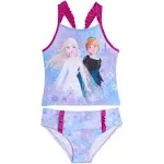 Disney Frozen Elsa Princess Anna Little Girls Tankini Top and Bikini Bottom Swim Set Purple 5-6