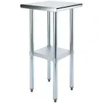 Amgood 18 in. x 18 in. Stainless Steel Table with Shelf, Metal