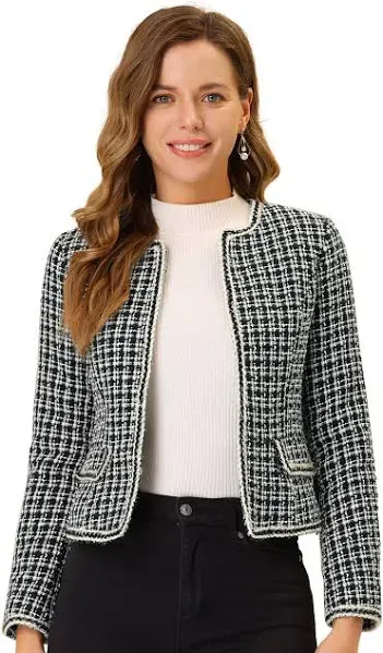 Plaid Tweed Cropped Blazer