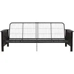 RealRooms Elbi Full Size Wood Arm and Black Metal Futon Frame Espresso