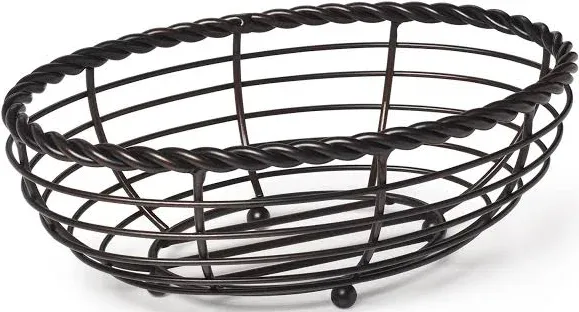 Gourmet Basics by Mikasa Rope Metal Oval Bread Basket, Black, 11-Inch -