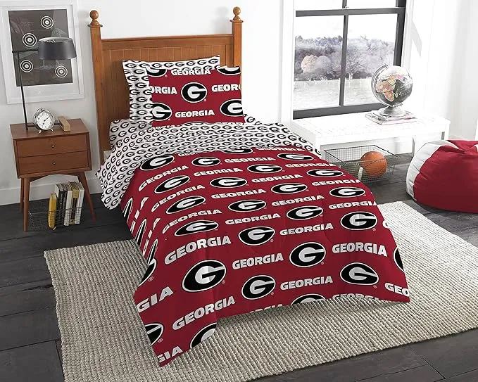 Northwest NCAA Georgia Bulldogs Unisex-Adult Bed in a Bag Set, Queen, Rotary