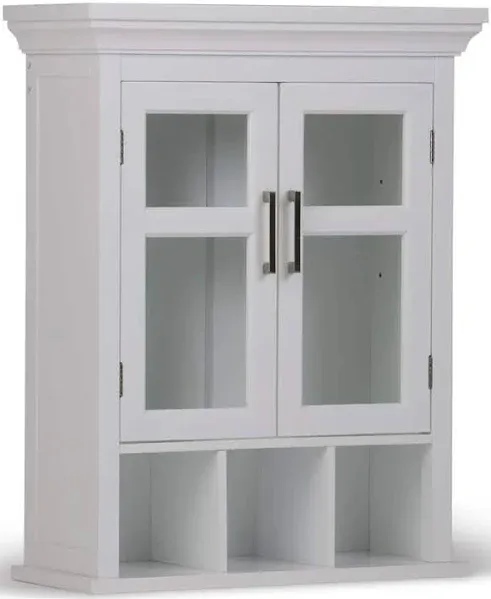 Simpli Home Avington Two Door Wall Cabinet with Cubbies