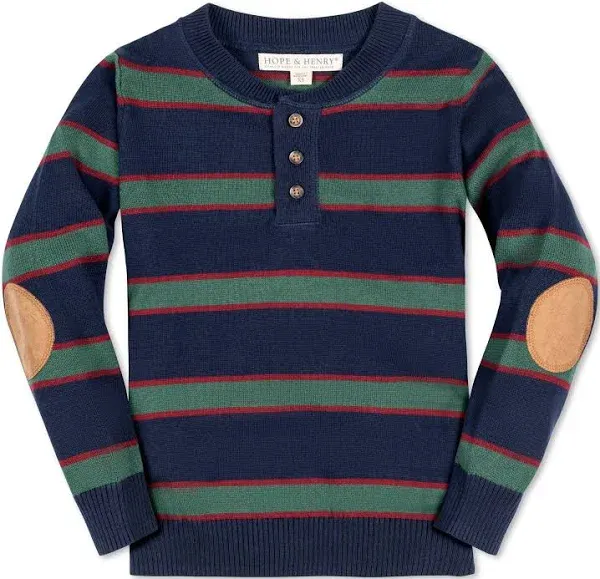 Hope & Henry Boys' Organic Long Sleeve Henley Pullover Sweater