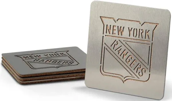 NY Rangers Hockey Stainless Steel Coasters Pack of 4