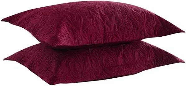 MarCielo 2-Piece Embroidered Pillow Shams, King Decorative Microfiber Pillow