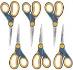 Westcott 17597 8-Inch Non-Stick Titanium Scissors for Office and Home, Blue/Gray, 6 Pack