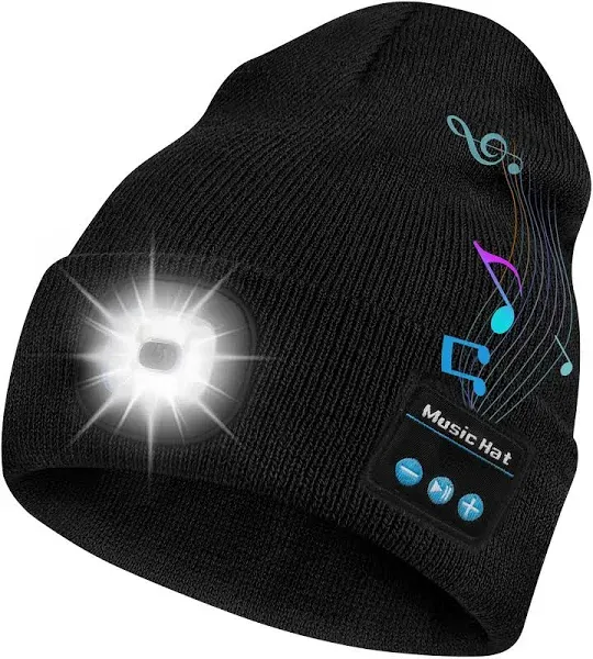 Bosttor Bluetooth Beanie Hat with Light and Headlamp