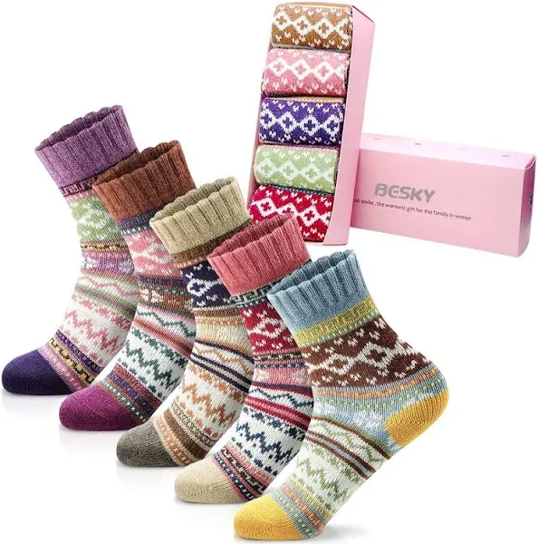 Womens Socks Winter Wool Socks Cozy Knit Warm Winter Socks for mountain climb...