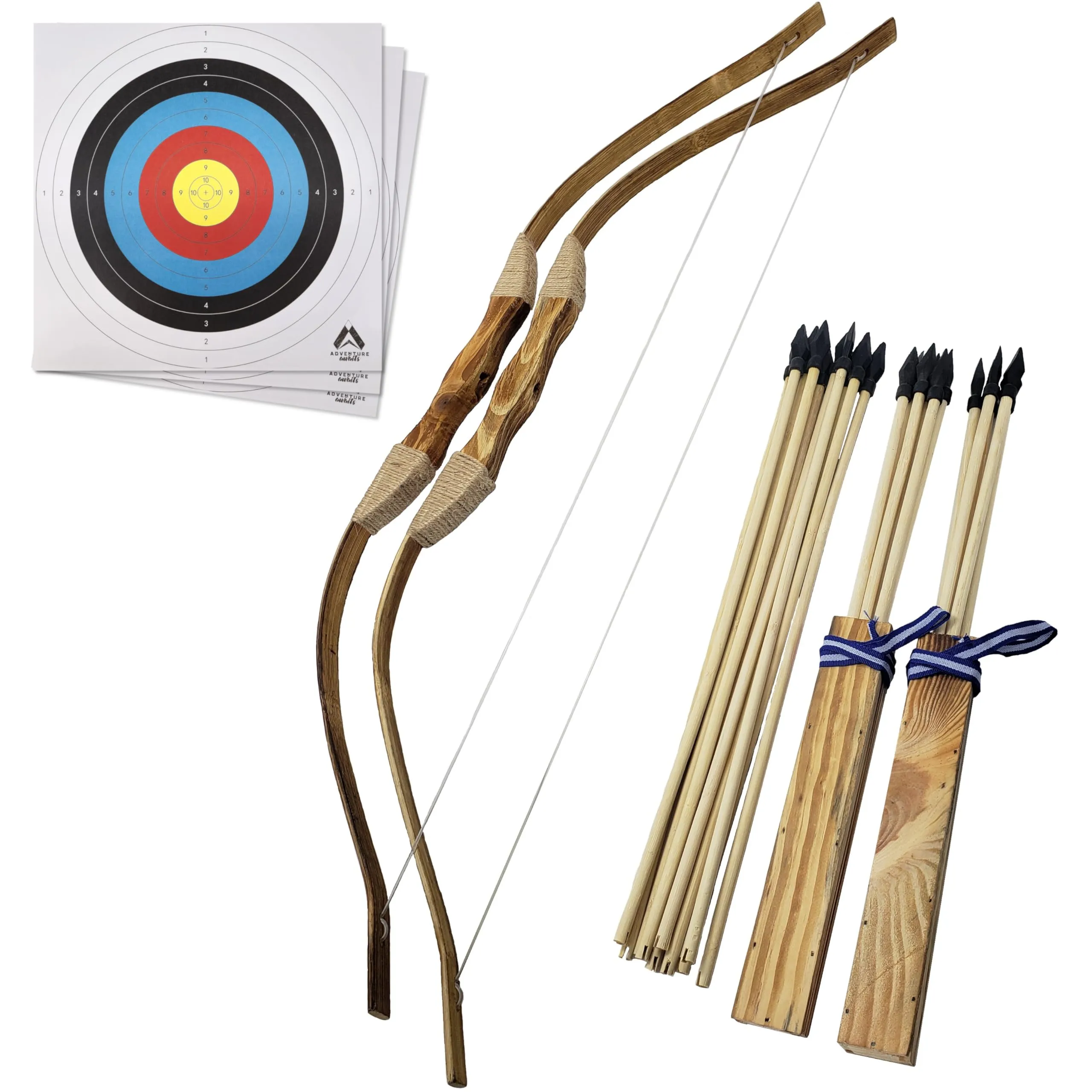 Adventure Awaits! 2-Pack Handmade Wooden Bow and Arrow Set