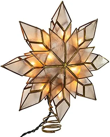 Kurt Adler 10-Light Capiz Clear Star Tree Topper