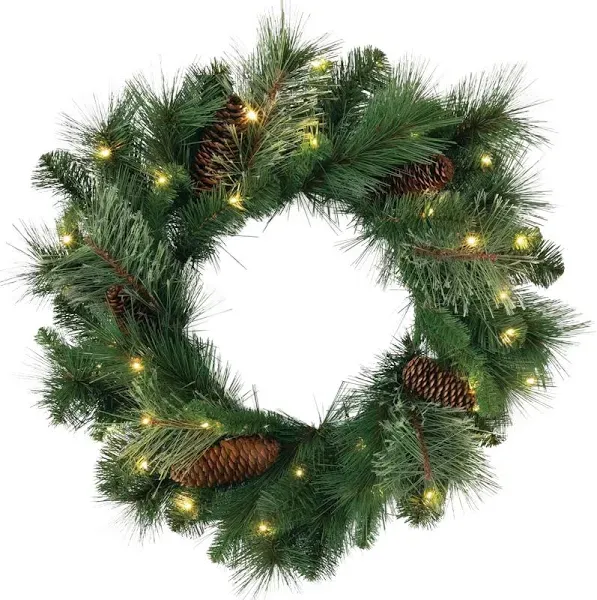 Sullivans 24" Pre-lit Mixed Pine Christmas Wreath