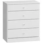 Prepac Astrid 4-Drawer Dresser with Acrylic Knobs - White