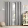 Eclipse Kids Dot Clip Grey Polyester 40 in. W x 63 in. L Rod Pocket Back Tab 100% Blackout Curtain (Single Panel) 28628204218