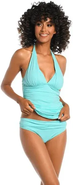 La Blanca Women's Island Goddess Halter Tankini Top