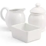 Kook Sugar and Creamer Set, Ceramic Make, White