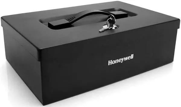 Honeywell Fire Resistant Steel Security Box with Key Lock 12.7 x 8.8 x 4.1 Black